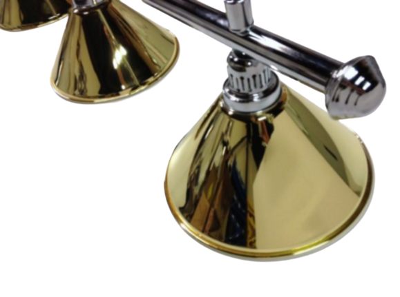 3 Brass Lighting Shades and Chrome Rail Set - PotBlack NZ